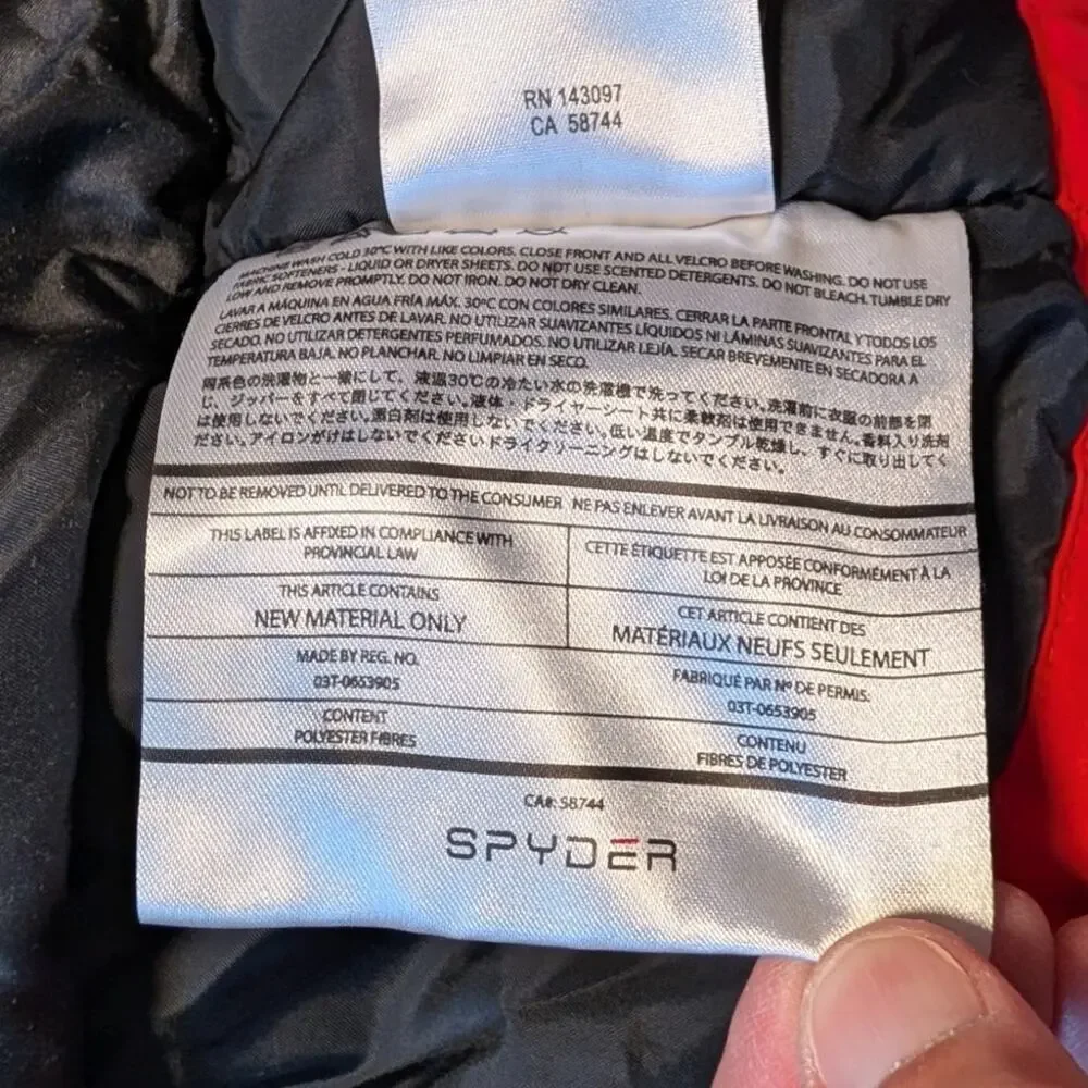 Spyder Boys Red Grey Hooded Ski Jacket Coat Winter Warm Size Kids 10